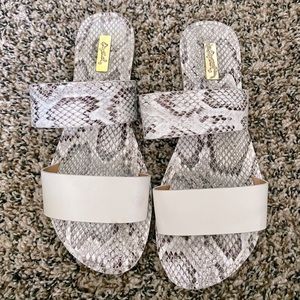 Qupid snake skin sandals